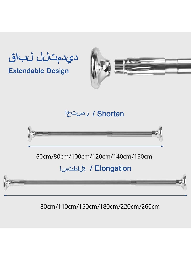 انسجام قضيب ستارة دش قابل للتعديل، قضيب ستارة تلسكوبي قابل للتمديد، غير قابل للانزلاق، عمود دش، قضيب تعليق خزانة ملابس للحمام، نافذة، باب، خزانة - مقاوم للصدأ، فولاذ مقاوم للصدأ، شديد التحمل، سهل التركيب - Image 5