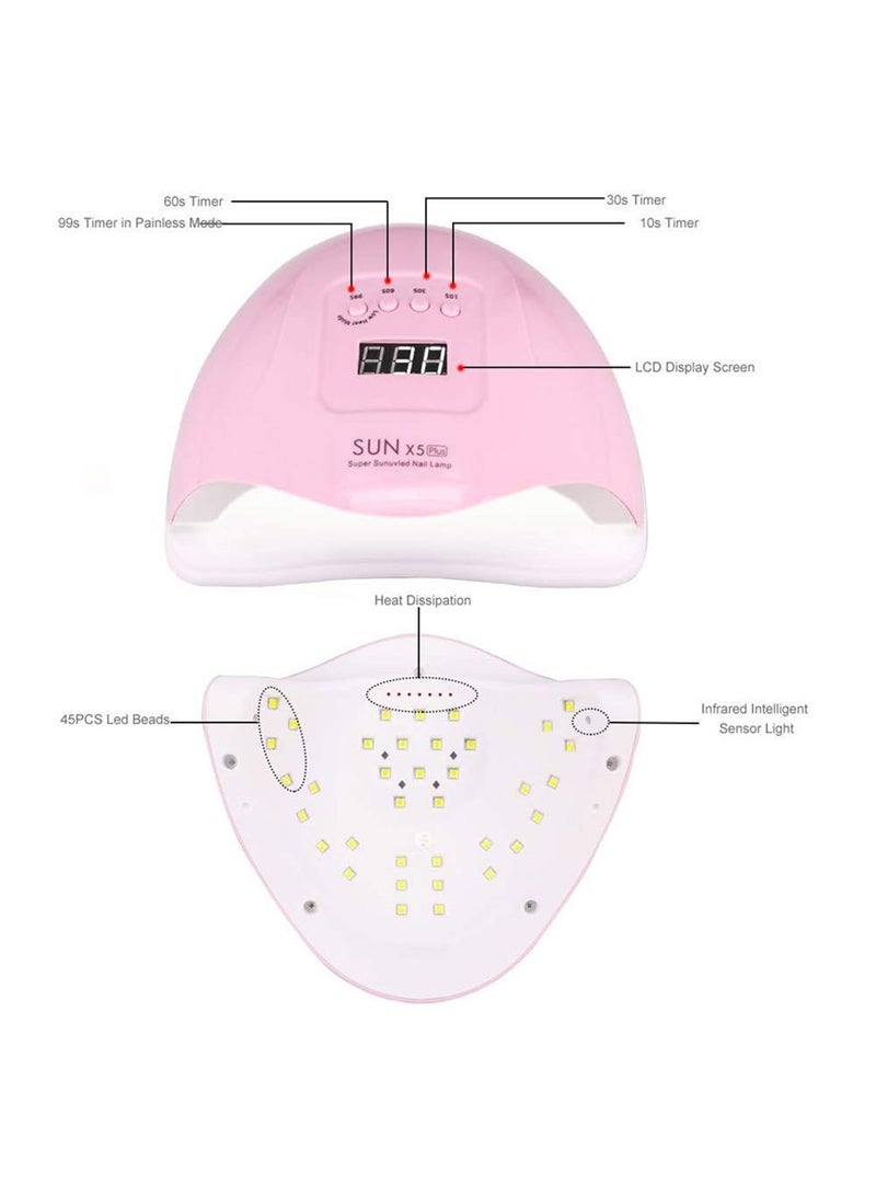 Arabest Dual Light Source Sunlight Nail Lamp with Fast Cure & Infrared Sensor,4 Timer Settings High Power LED Gel Polish Dryer, Digital Display & Adjustable Modes for Home/Salon Use, Pink - Image 2