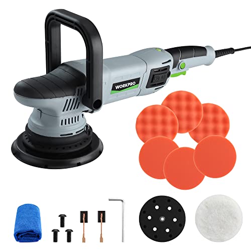 WORKPRO Buffer Polisher, 6-inch 1080W Dual Action Random Orbital Polish Kit for Car Detailing, 6 Variable Speed DA Polisher with Backing/Woolen/Foam Pads, Towel for Waxing, Buffing, Polishing - Image 1