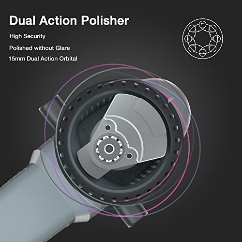 WORKPRO Buffer Polisher, 6-inch 1080W Dual Action Random Orbital Polish Kit for Car Detailing, 6 Variable Speed DA Polisher with Backing/Woolen/Foam Pads, Towel for Waxing, Buffing, Polishing - Image 5