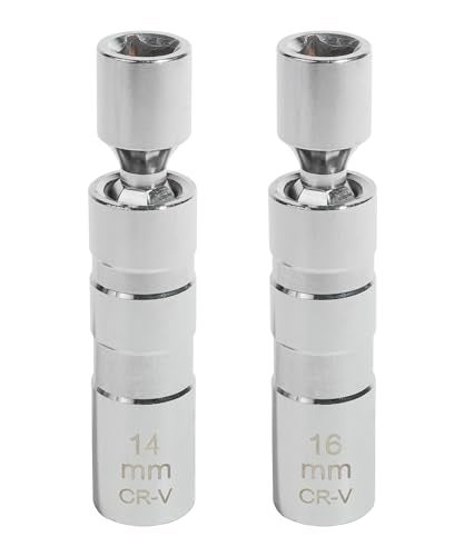 bylikeho Spark Plug Socket Set14mm16mm Magnetic Swivel Spark Plug SocketCar Accessories Thin Wall 38 Drive Spark Plug Socket Removal Tool12Point360degree RotationCompatible with Motorcycle - Image 1