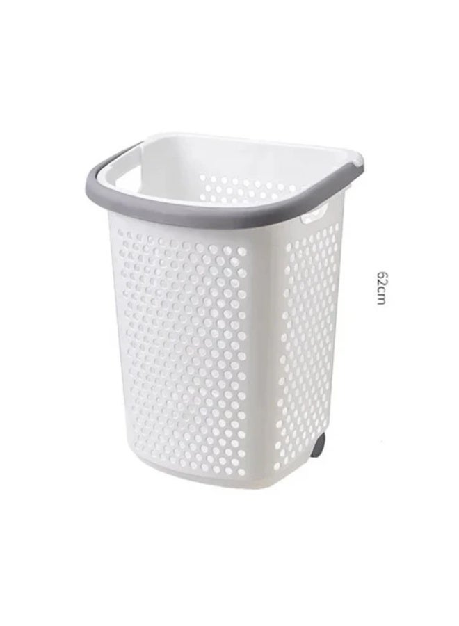 سلة بلاستيكية متينة بعجلات - منظم تخزين دوار بمقبض - سلة عربة متعددة الأغراض للغسيل والألعاب والبقالة وتنظيم المنزل - متينة وخفيفة الوزن - Image 5