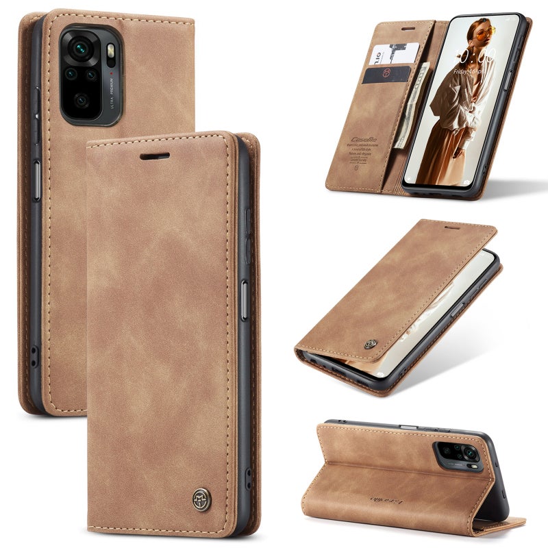 HuHa Protective Cover For Xiaomi Redmi Note 10 4G / Note 10s CaseMe 013 Multifunctional Horizontal Flip Leather Case with Holder & Card Slot & Wallet(Brown) - Image 1