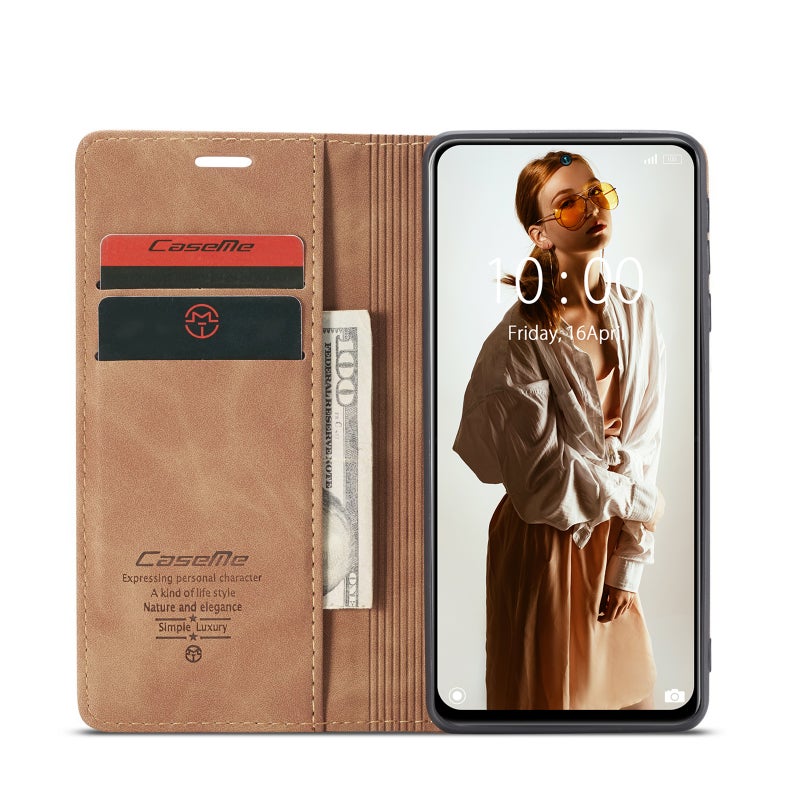 HuHa Protective Cover For Xiaomi Redmi Note 10 4G / Note 10s CaseMe 013 Multifunctional Horizontal Flip Leather Case with Holder & Card Slot & Wallet(Brown) - Image 4