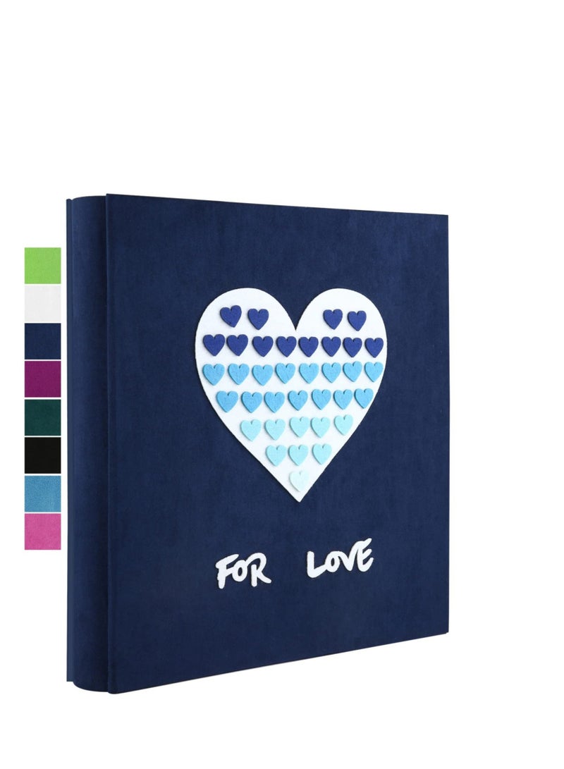 كابتن تيك Baby Photo Album 4x6 600 Photos, 4x6 Photo Albums, Fabric Cover Photo Albums 4x6, Large Capacity Picture Albums, Family Photo Album, Large Cute Photo Album (600 Photos, Heart Blue) - Image 1