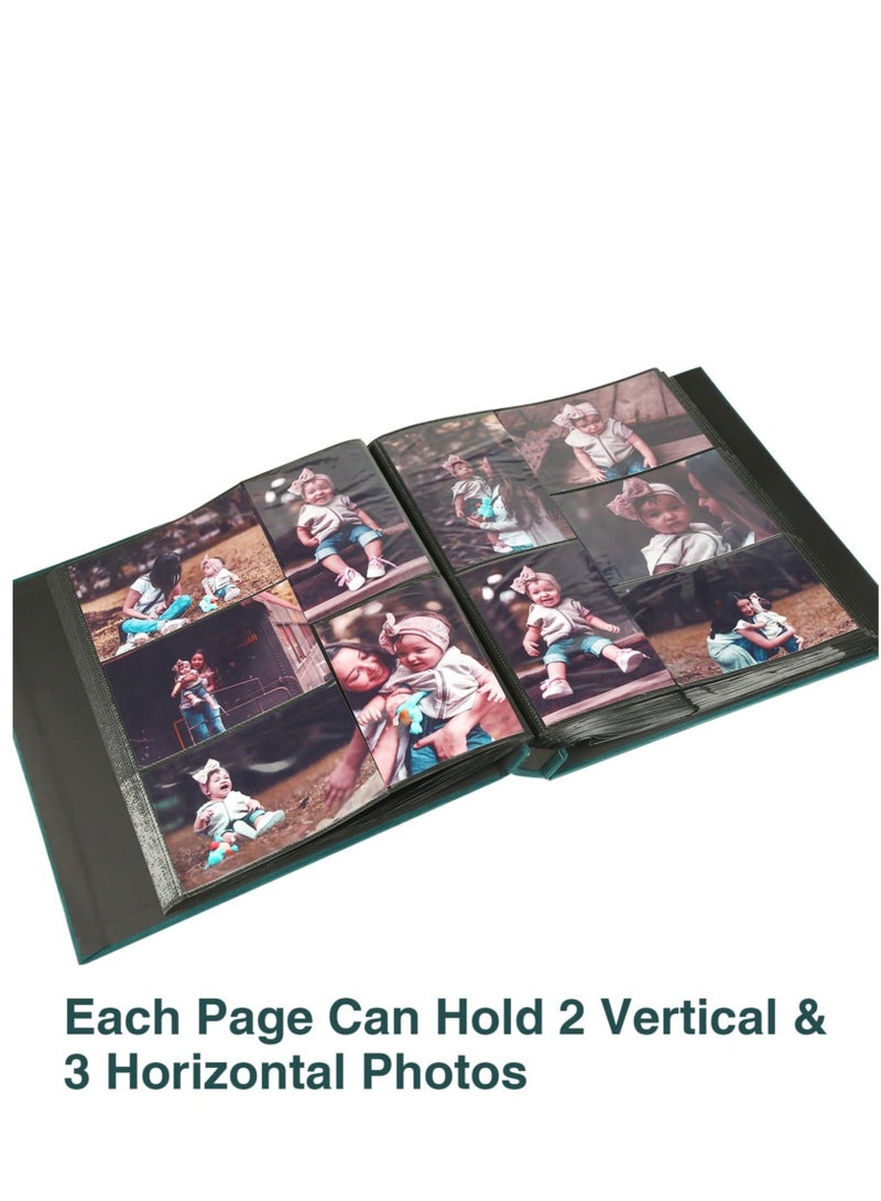 كابتن تيك Baby Photo Album 4x6 600 Photos, 4x6 Photo Albums, Fabric Cover Photo Albums 4x6, Large Capacity Picture Albums, Family Photo Album, Large Cute Photo Album (600 Photos, Heart Blue) - Image 2