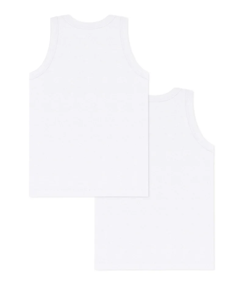 Petit Bateau Boys' White Vests - 2-Pack