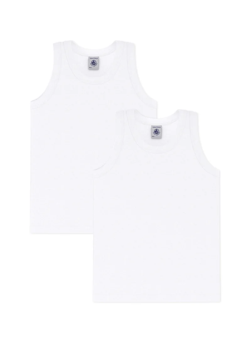 Petit Bateau Boys' White Vests - 2-Pack