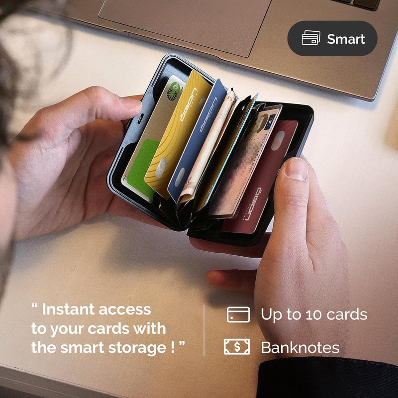 حافظة بطاقات ألومنيوم مع قفل معدني، حماية RFID من الاحتيال وإزالة المغنطة، محفظة مدمجة، موديل Smart Case STOCKHOLM (نقش حب) - Image 2