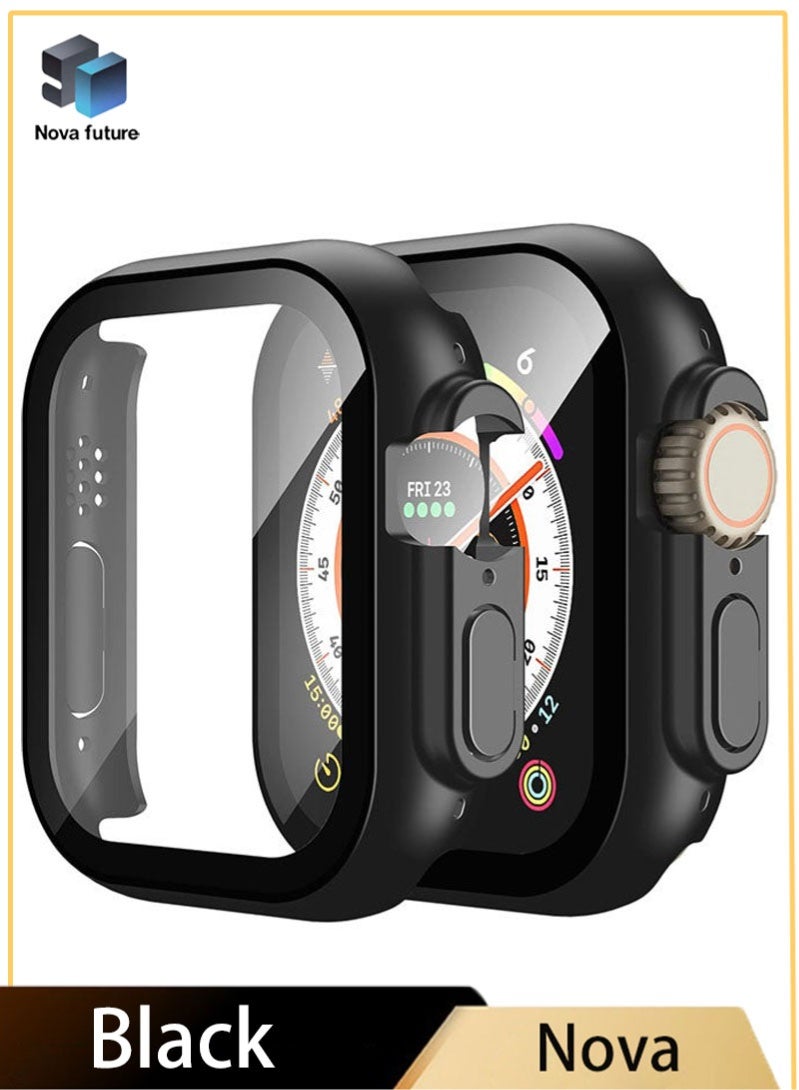 مستقبل نوفا غطاء لساعة Apple Watch Ultra 3 ‏(2025)‏ / Ultra 2 / Ultra مقاس 49 مم مع واقي شاشة فيلم مقوى، غطاء حماية كامل من مادة PC الصلبة بحساسية لمس وشاشة عالية الدقة ‏(49 مم، أسود) - Image 1