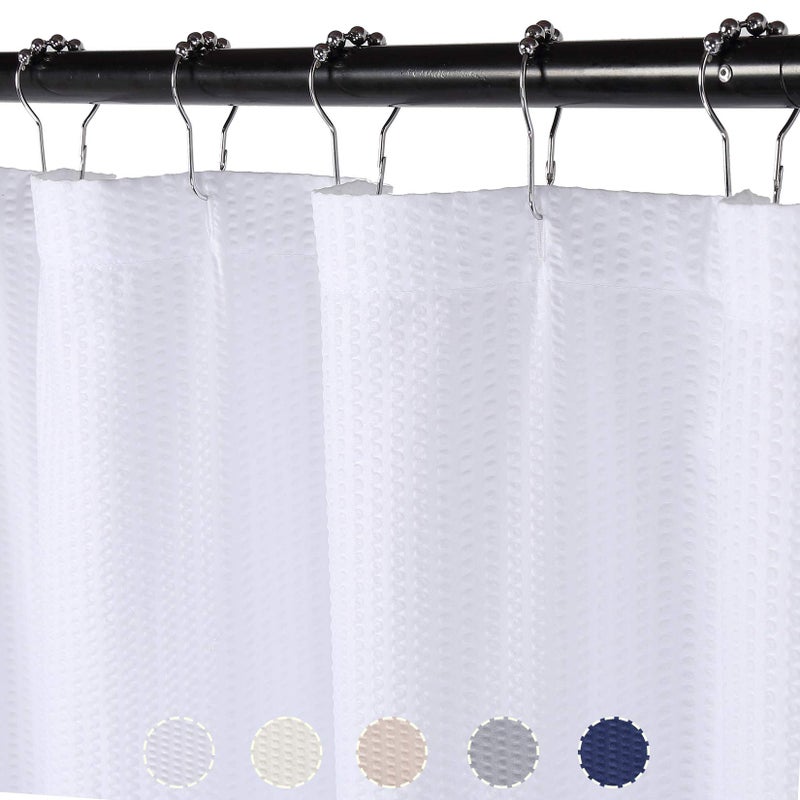 CAROMIO Shower Curtain Soft Microfiber Fabric Shower Curtain or Liner for Bathroom Decorative Embossed Pattern Water Repellent White 72x72 Inches