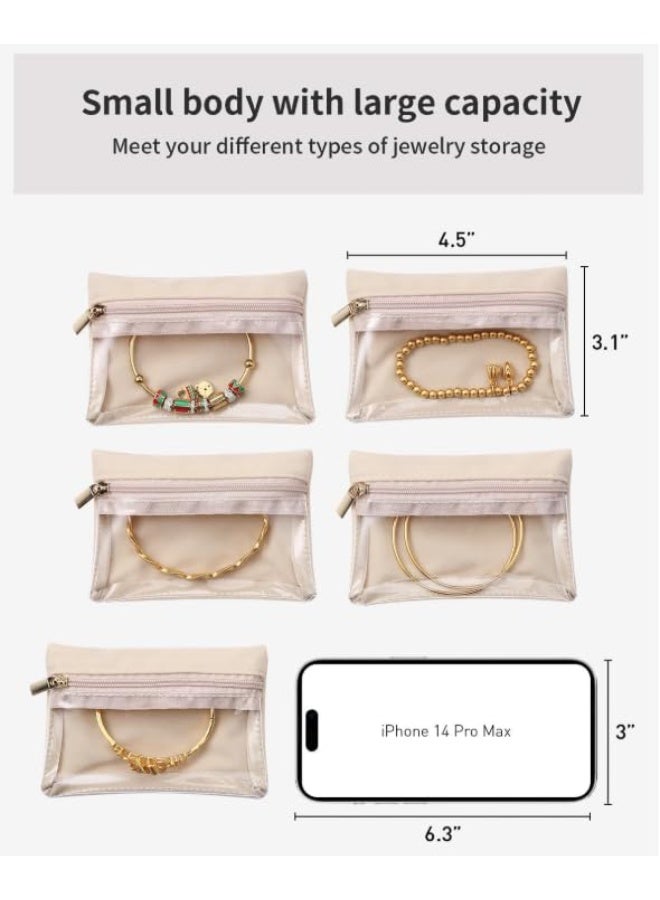 MostNow 12Pcs Travel Jewelry Organizer, Velvet Jewelry Pouch with Zipper Clear Travel Jewelry Bag Jewelry Travel Organizer for Travel Business Trip Valentines Day Gifts for Self - Image 2