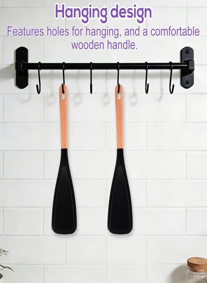Sinbana 2pcs Cedar and Ash Spoon, Silicone Cedar and Ash Spoonula with Wooden Handles Multifunction Multi Function Cooking Spoon BPA-Free Kitchen Spatula Utensils Gadgets for Stirring Serving Mixing (Black) - Image 3