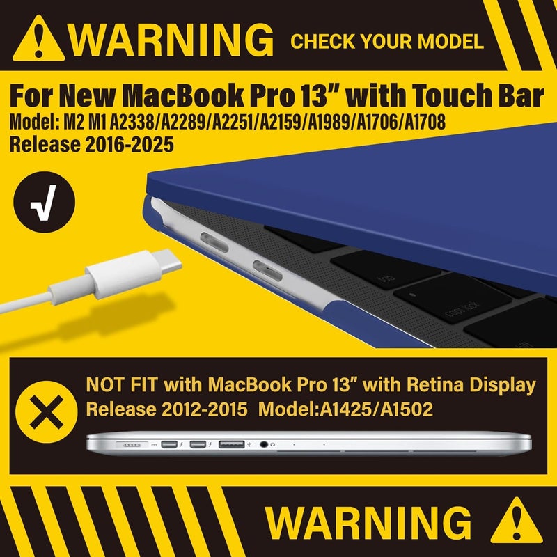 I Benzer Compatible with 2025 2024 M2 MacBook Pro 13 Inch Case 2025-2016 M1 A2338 A2289 A2251 A2159 A1989 A1706 A1708, Hard Shell Case & Keyboard Cover for Mac Pro 13, Turkish Blue, T13TUBL+1 - Image 3