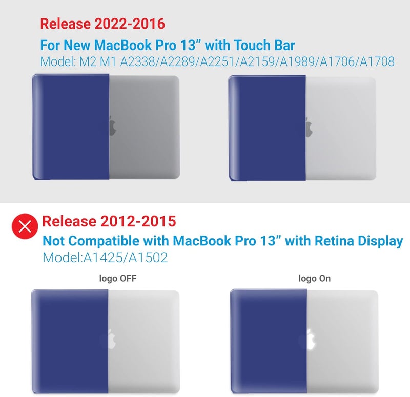 I Benzer Compatible with 2025 2024 M2 MacBook Pro 13 Inch Case 2025-2016 M1 A2338 A2289 A2251 A2159 A1989 A1706 A1708, Hard Shell Case & Keyboard Cover for Mac Pro 13, Turkish Blue, T13TUBL+1 - Image 4