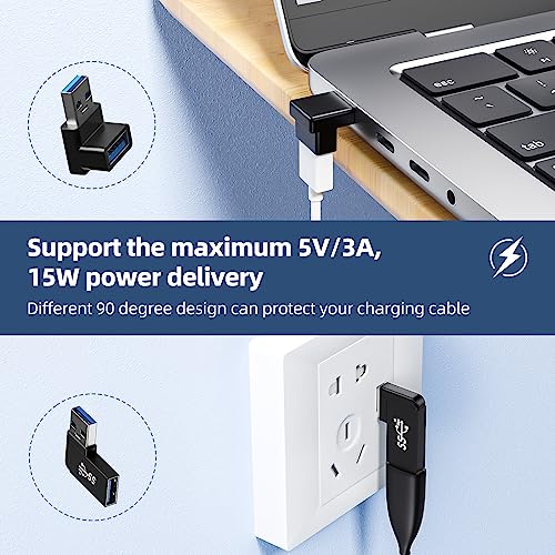DuHeSin 6 Pack 180 Degree & 90 Degree USB 3.1 Adapter, Left and Right Angle USB A Male to Female Extender Connector for PC, Laptop, USB A Car Charger, Surface Pro 7+, Raspberry Pi and More - Image 4