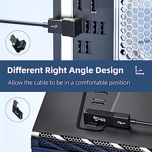 DuHeSin 6 Pack 180 Degree & 90 Degree USB 3.1 Adapter, Left and Right Angle USB A Male to Female Extender Connector for PC, Laptop, USB A Car Charger, Surface Pro 7+, Raspberry Pi and More - Image 5