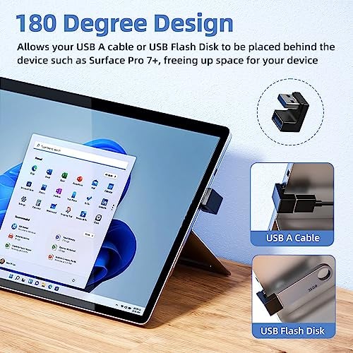 DuHeSin 6 Pack 180 Degree & 90 Degree USB 3.1 Adapter, Left and Right Angle USB A Male to Female Extender Connector for PC, Laptop, USB A Car Charger, Surface Pro 7+, Raspberry Pi and More - Image 3