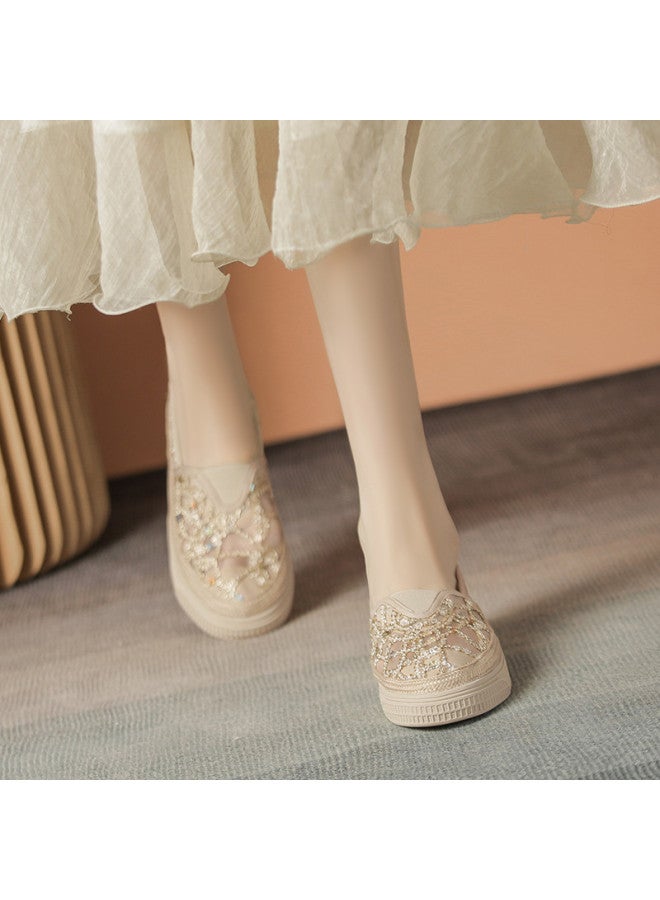 ZHR Breathable Mesh】elegant Flats, Glitter Espadrilles, Convenient Slip-on Women's Shoes, Flat Sandals For Summer - Image 3