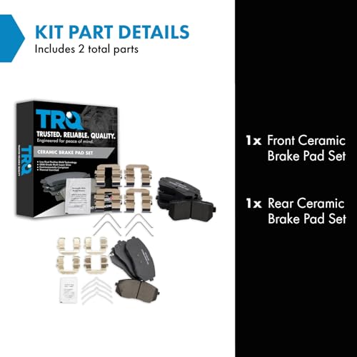TRQ وسادات فرامل أمامية وخلفية سيراميك متوافقة مع هيونداي سوناتا 2016-2019 وكيا أوبتيما 2016-2018 - Image 2