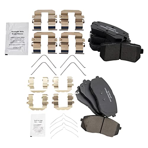 TRQ وسادات فرامل أمامية وخلفية سيراميك متوافقة مع هيونداي سوناتا 2016-2019 وكيا أوبتيما 2016-2018 - Image 1