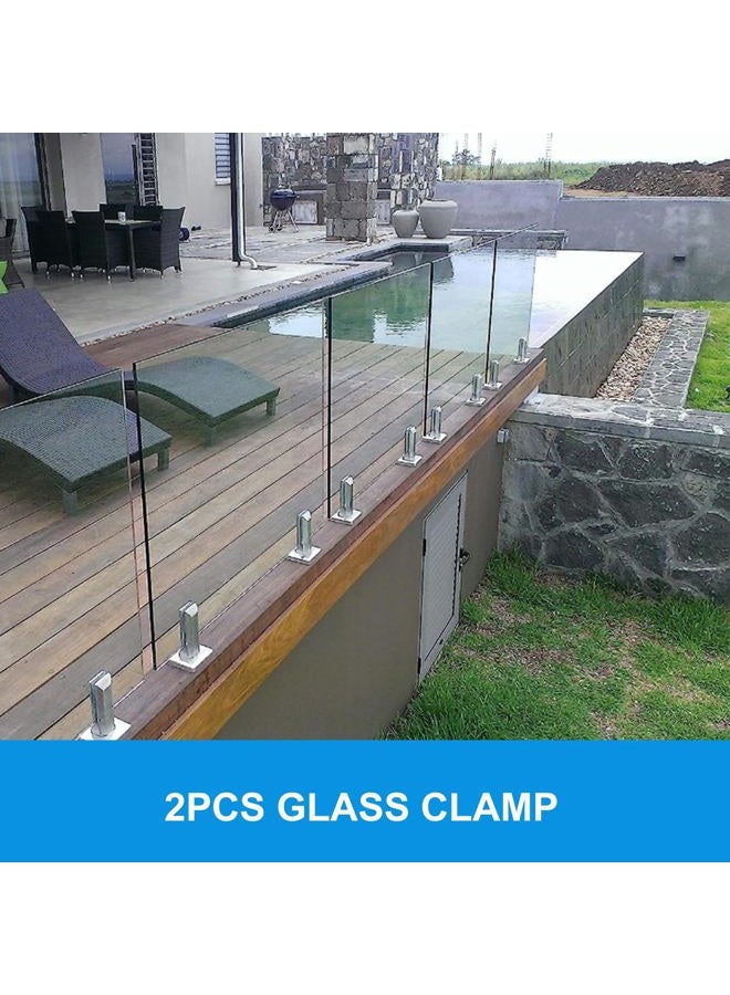 AWEN 2 Piece 304 Stainless Steel Square Glass Spigots Pool Fence Spigot Clamp Home Garden Stairs Balustrade Railing Balcony Glass Floor Clamp - Image 4