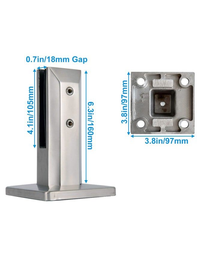AWEN 2 Piece 304 Stainless Steel Square Glass Spigots Pool Fence Spigot Clamp Home Garden Stairs Balustrade Railing Balcony Glass Floor Clamp - Image 2