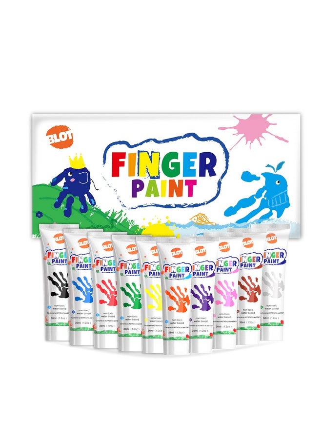 BLOT Kids Washable Finger Paint for Toddlers Art Supplies Gift for Baby Hand Painting DIY Crafts, Non Toxic, 10 Colors, 36ml/Tube  - Image 1