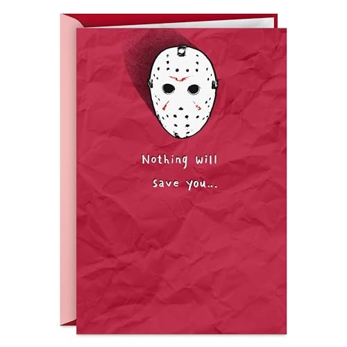 Hallmark Shoebox Friday the 13th Horror Valentine's Day Card (Nothing Will Save You, Jason Mask) Funny Card for Boyfriend, Girlfriend, Husband, Wife - Image 1