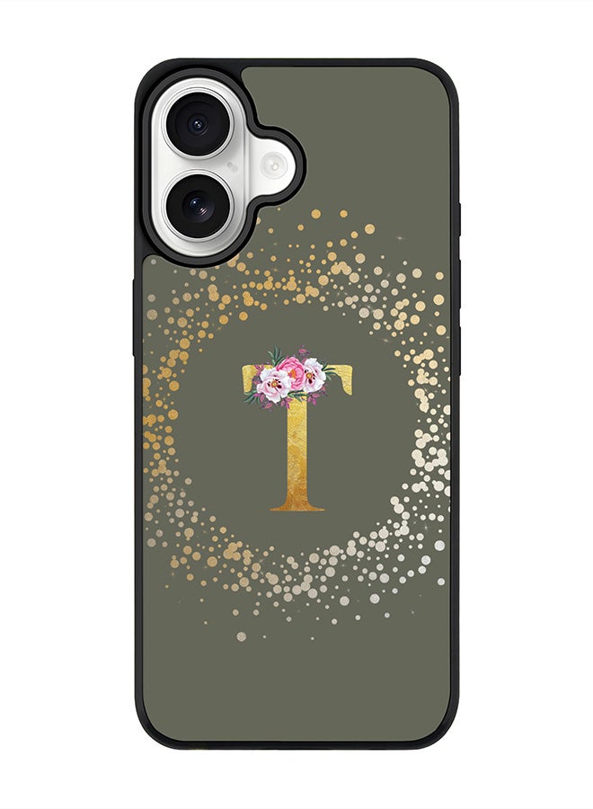 Stylizedd iPhone 17 Case, [Compatible with MagSafe] Slim Magnetic cover Phone Case iPhone 17 -Custom Monogram Floral - T  (Olive Green ) - Image 1