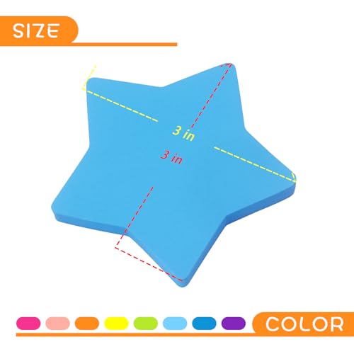 SIMONA Star Shape Sticky Notes 8 Color Bright Colorful Sticky Pad 75 Sheets/Pad Self-Sticky Note Pads (8 Pads) - Image 4