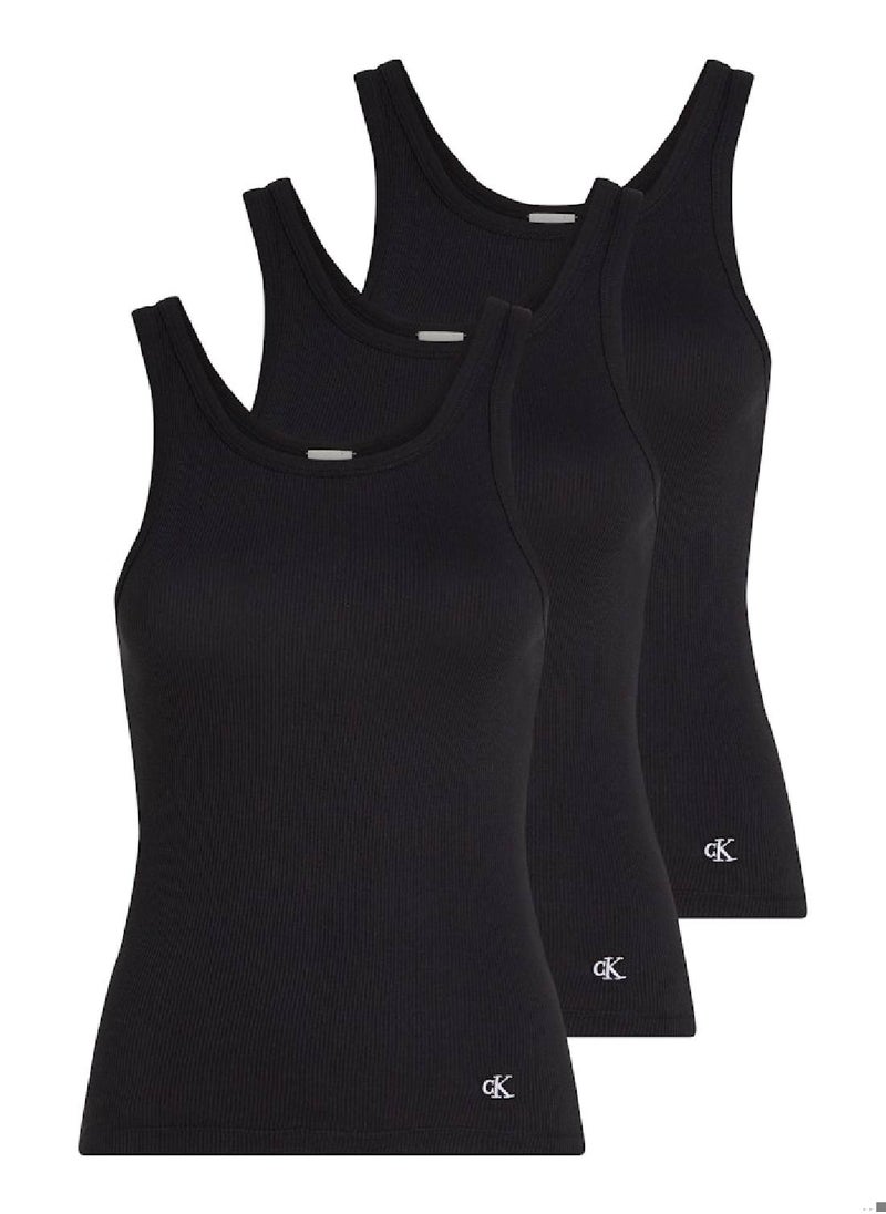 CALVIN KLEIN Women's 3 Pack Tank Tops - Cotton, Black  - Image 1