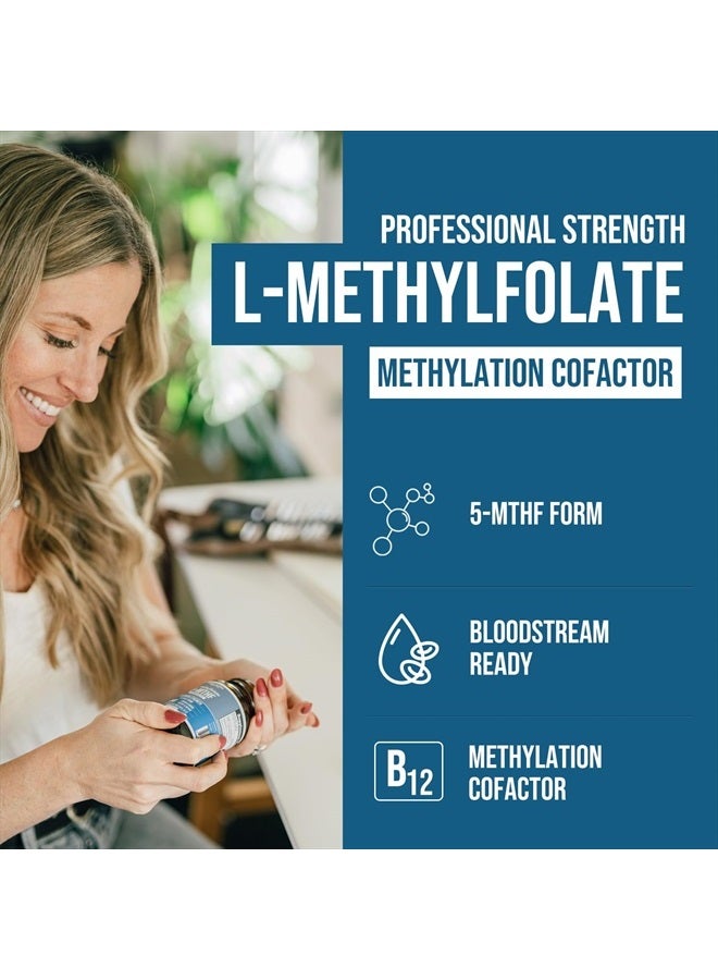 Triquetra Health L Methylfolate 7.5mg plus Methyl B12 - Active 5-MTHF Form, MTHFR Supplement - Bloodstream Ready Methylated Folate + B12 Cofactor - Supports Mood, Homocysteine Methylation, Cognition (60 Capsules) - Image 2