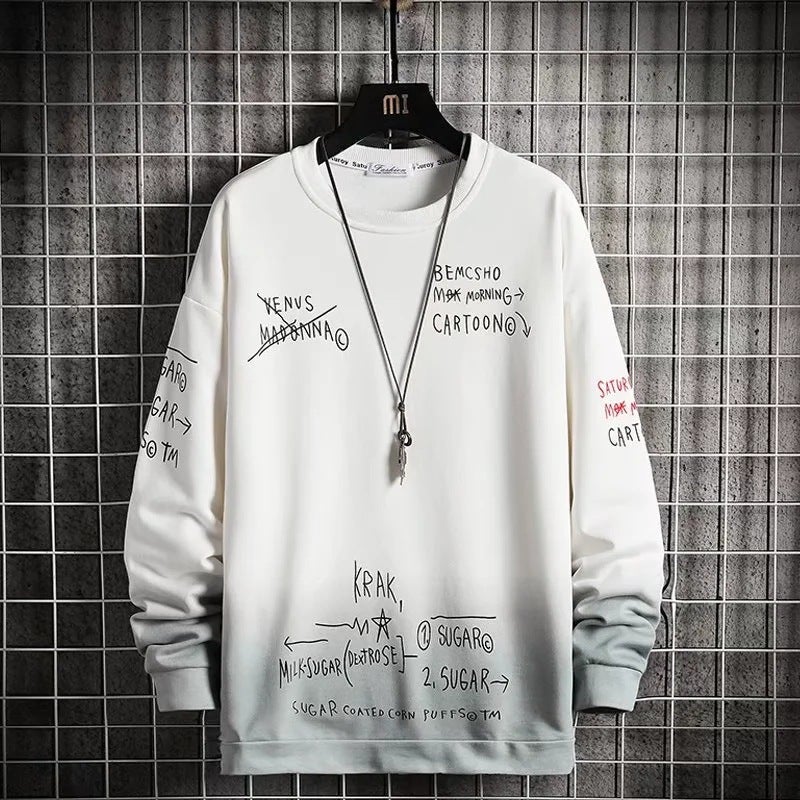 Autumn Sweater Men's Korean-style Trendy Pullover Long-sleeved T-shirt Internet Popular ins Student Loose Casual Stitching Fake Two-piece