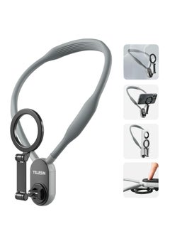 TELESIN Agnetic Neck Mount for Phones, Neck Cell Phone Holder POV Vlog Selfie Mount Hand Free Phone Neck Holder Chest Stand Strap Video Recording for iPhone 15 14 13 12 Seires Android Phones  - Image 1