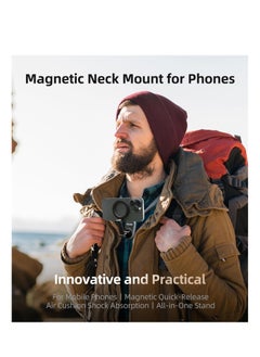 TELESIN Agnetic Neck Mount for Phones, Neck Cell Phone Holder POV Vlog Selfie Mount Hand Free Phone Neck Holder Chest Stand Strap Video Recording for iPhone 15 14 13 12 Seires Android Phones  - Image 2