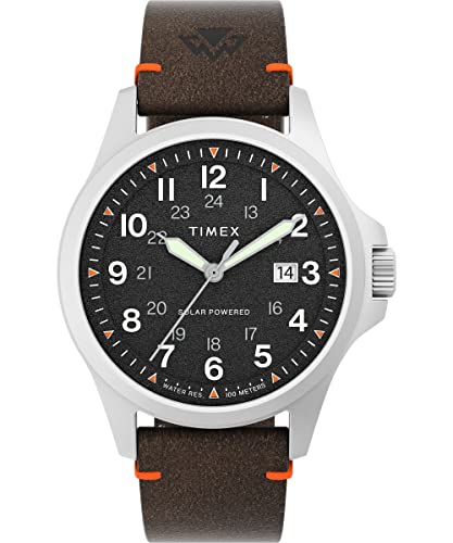 Timex Men's Expedition North Field Solar 41mm Watch - Brown Strap Black Dial Stainless Steel Case - Image 1