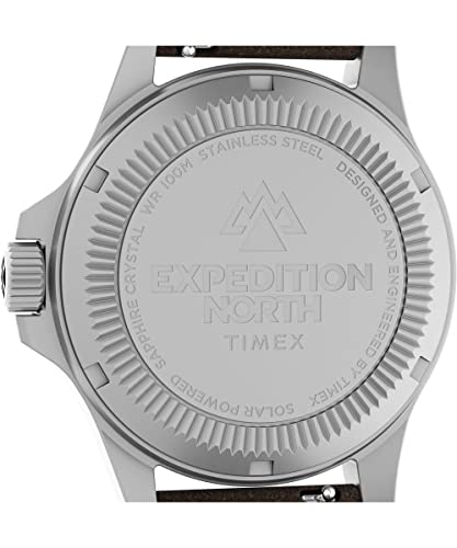 Timex Men's Expedition North Field Solar 41mm Watch - Brown Strap Black Dial Stainless Steel Case - Image 4