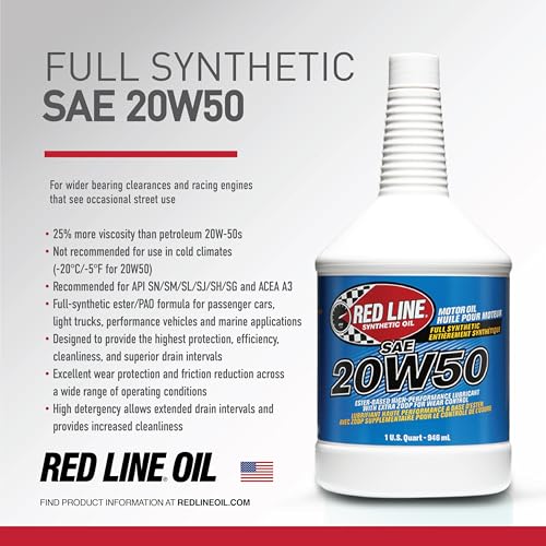 Red Line 12504 SAE 20W50 Fully Synthetic Motor Oil - 1 Quart (12 Pack) - Image 3