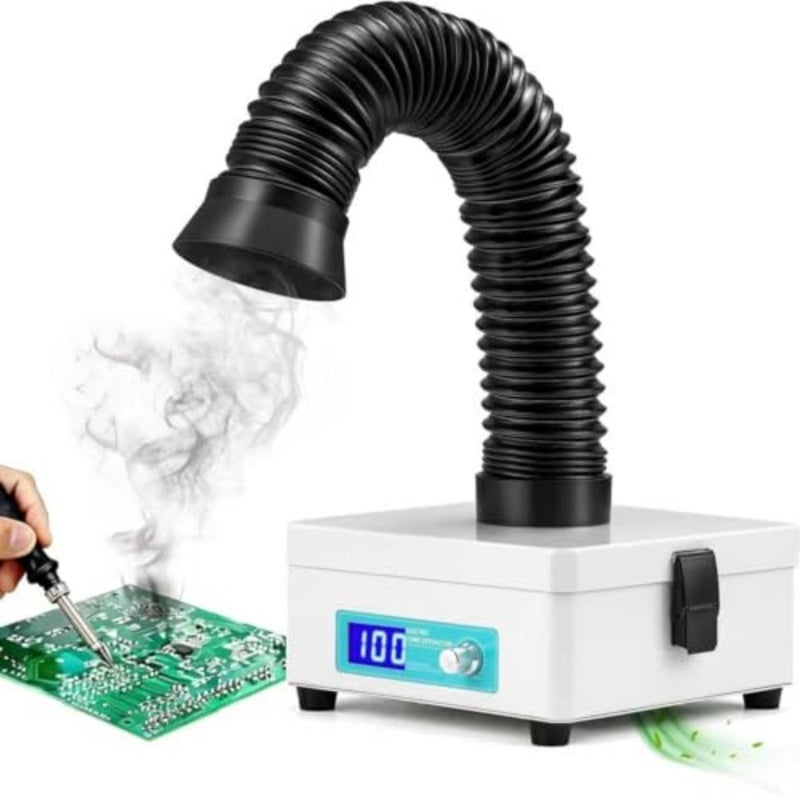 Solder Fume Extractor Adjustable Speed Led Display 3 Stage Filters Desktop Soldering Fume Extractor For Laser Cutter Soldering 3D Printer Welding Phone Repair Solder Fan Fume Extractor