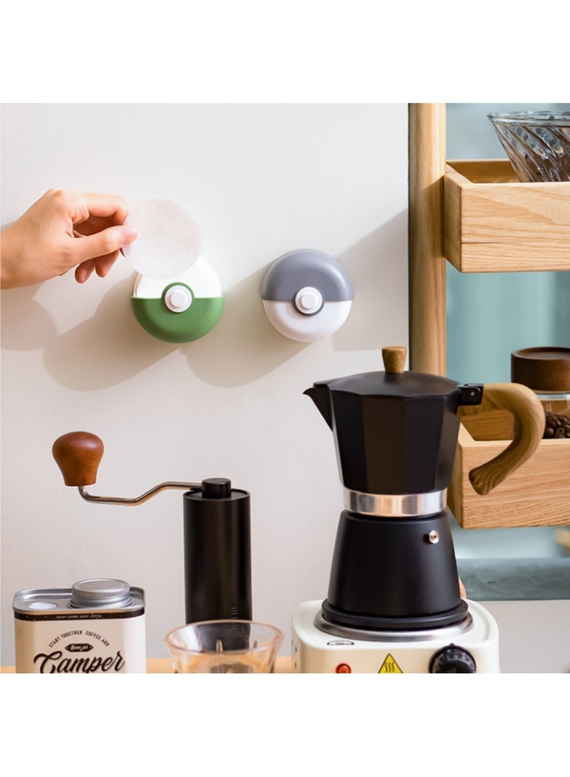 ممون علبة تخزين ورق مرشحات القهوة الدائرية علبة تخزين ورق مرشحات القهوة مع غطاء لفلاتر قهوة الإسبريسو (رمادي) - Image 3