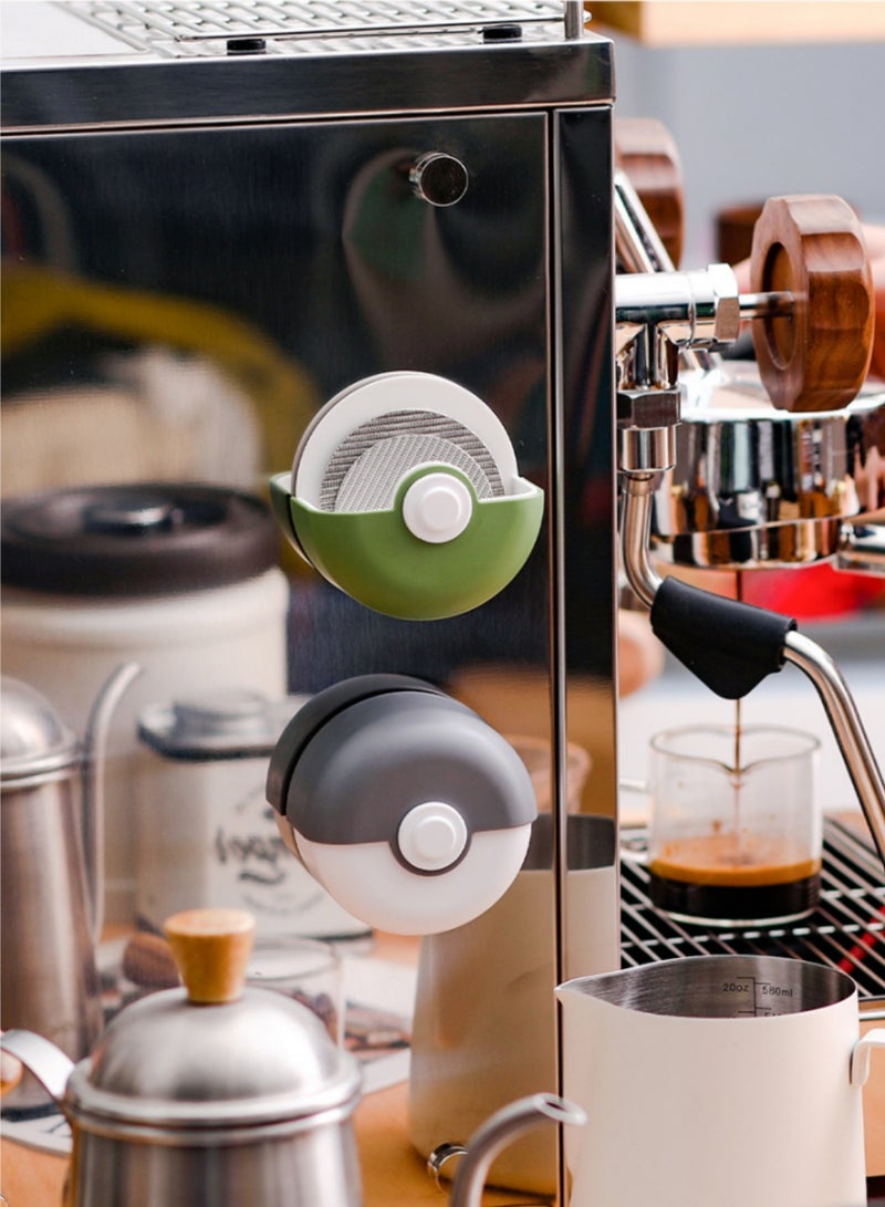 ممون علبة تخزين ورق مرشحات القهوة الدائرية علبة تخزين ورق مرشحات القهوة مع غطاء لفلاتر قهوة الإسبريسو (رمادي) - Image 4