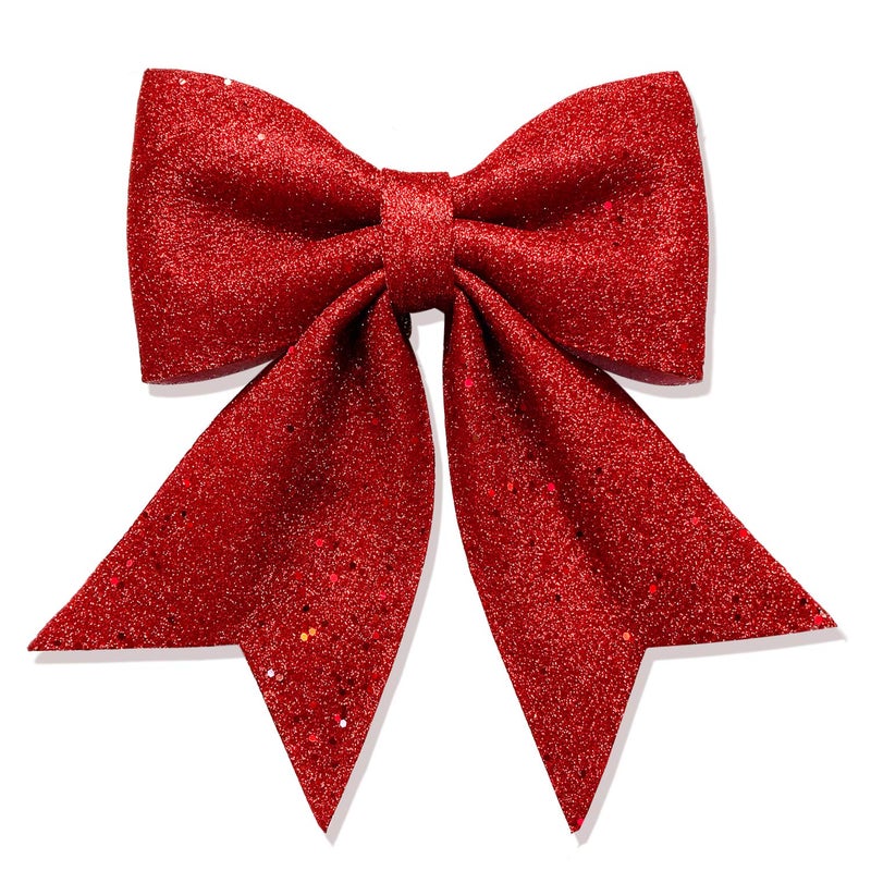 Vesil Large Red Glitter Ribbon Bow Tie Christmas Tree Party Decorations Xmas Decor Wreath Ornaments 10 x 11 