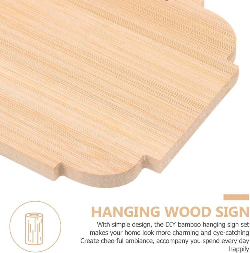 4pcs Unfinished Wood Sign Set DIY Blank Hanging Plaques Wood Craft for Home Decor and Shop Door Display - Image 3