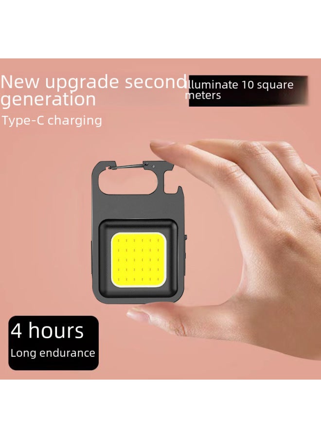 Generic Outdoor Mini Cob Work Light Multi-function Emergency Keychain Flashlight Intensity Handheld Torch Stand Lamp Decorative Lighting-Color:Square Keychain Light (300mAh)  - Image 2