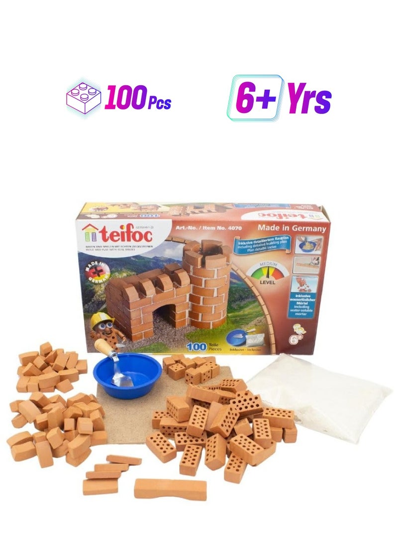 Teifoc Brick Construction Toy Set - Tei 4070 - Small Castle And Pen Holder Stone Building Kit - 6+ Years - 100pcs  - Image 1