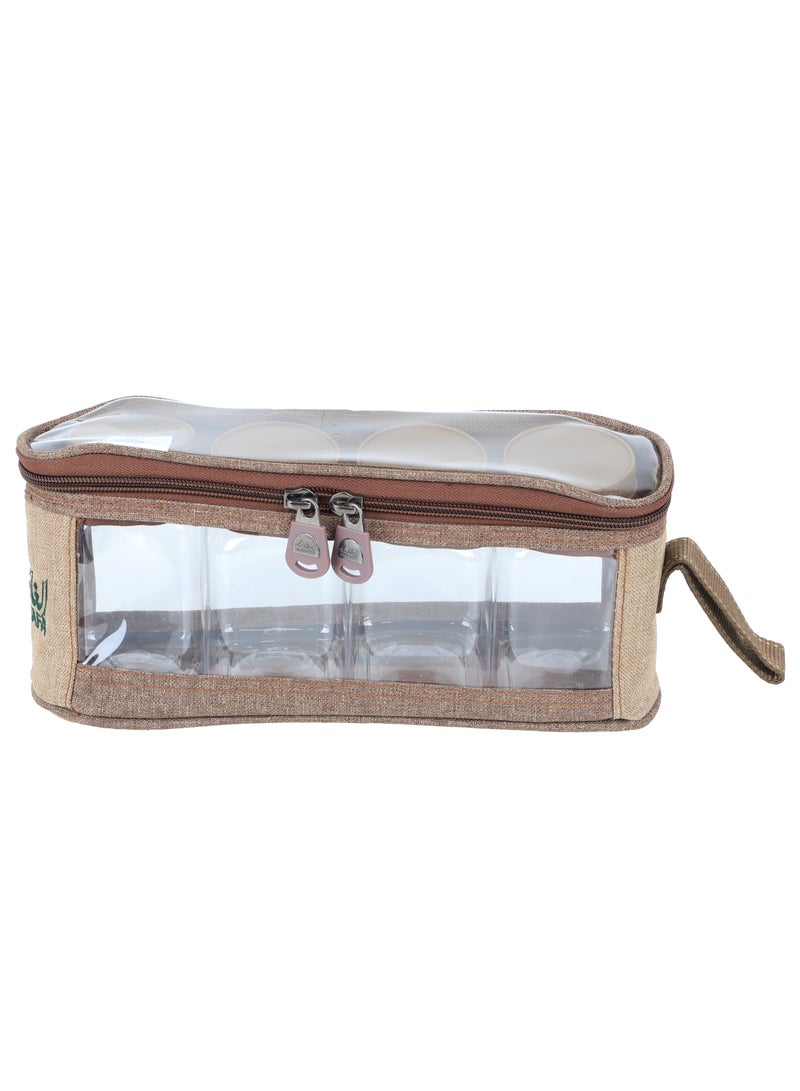 الغافة شنطة للتخييم والرحلات , 4 علب بهارات 350 ملي لون خشبي - Image 1