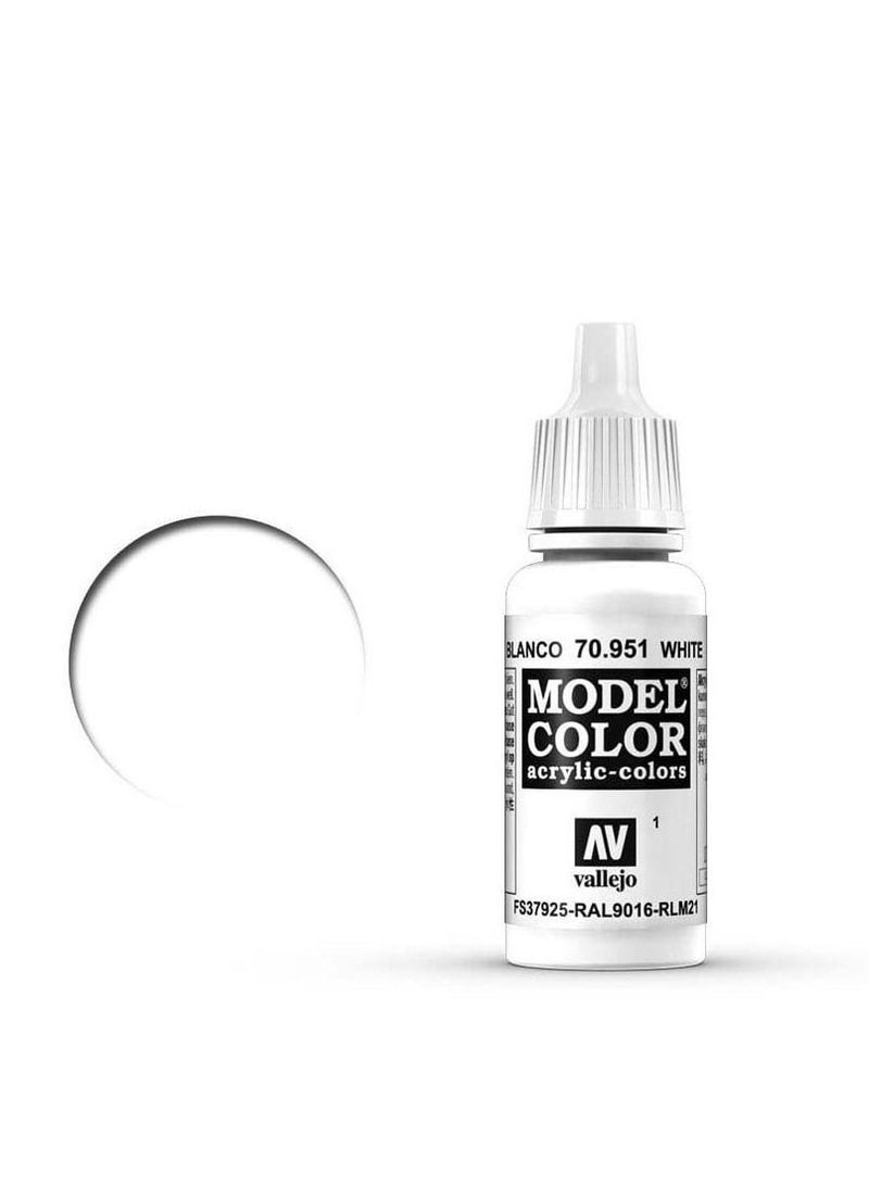 طلاء أكريليك موديل كولور 951 أبيض، زجاجة 18 مل، للمجسمات المصغرة وتفاصيل النماذج