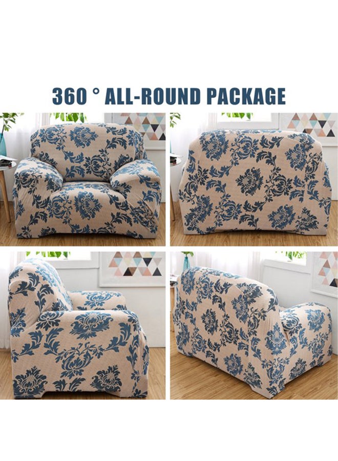 إسكدنيا غطاء أريكة مكونة من مقعد واحد بتصميم رائع على شكل زهور وتغطية كاملة 360 درجة ومضاد للانزلاق وخالٍ من التجاعيد بيج / الأزرق Length Stretch From 90 To 140سم - Image 2