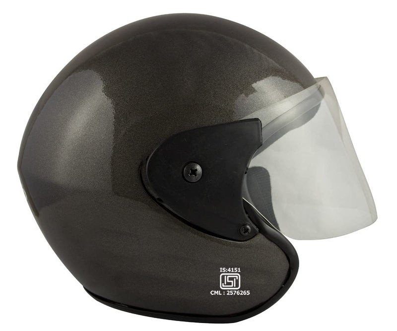 Sage Square Benz Scooty (ISI Marked) Open Face Helmet for Men, Women (Grey Glossy) - Image 4